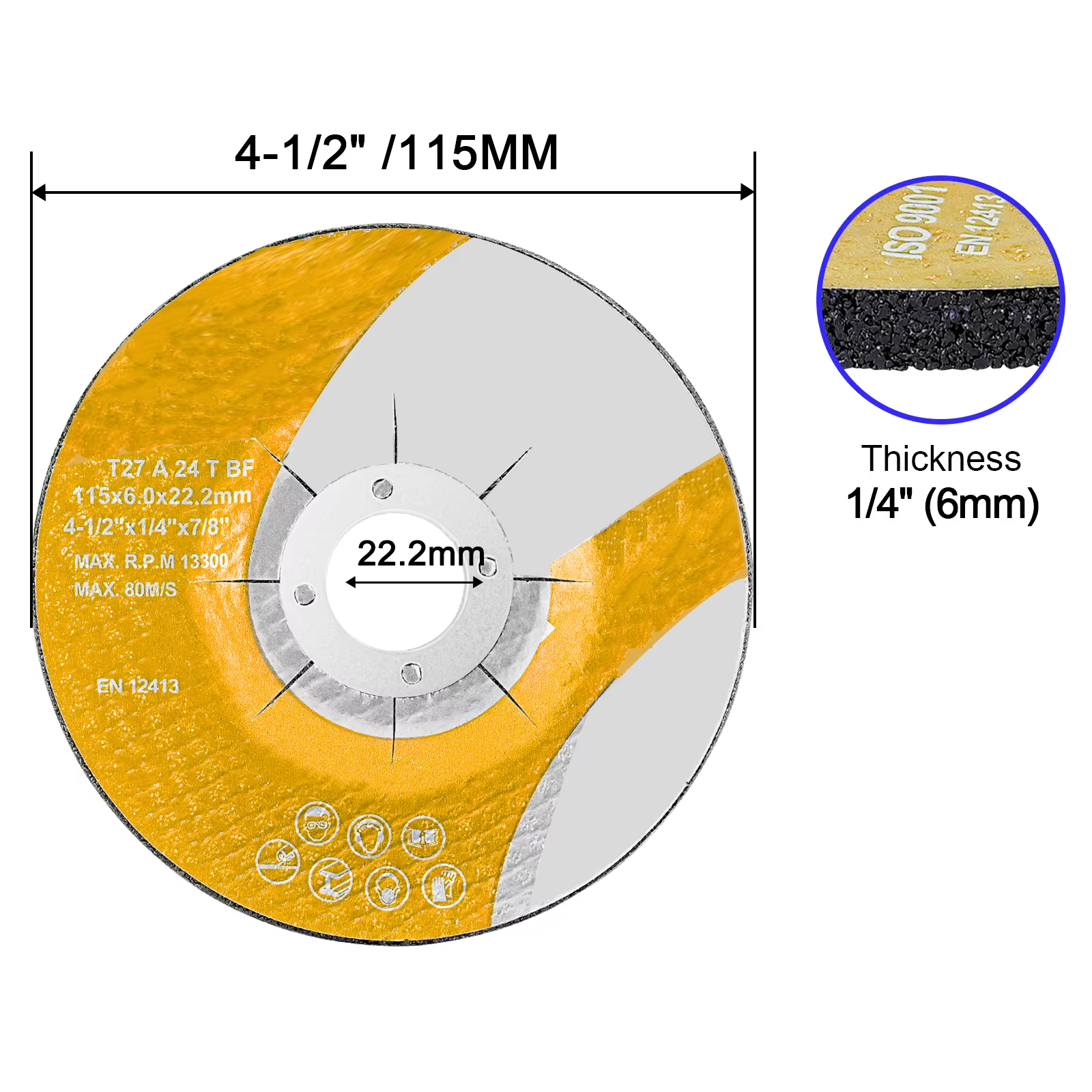 Industrial 4.5" (115mm) Depressed Center Grinding Wheel for Metal – OEM Detail 2