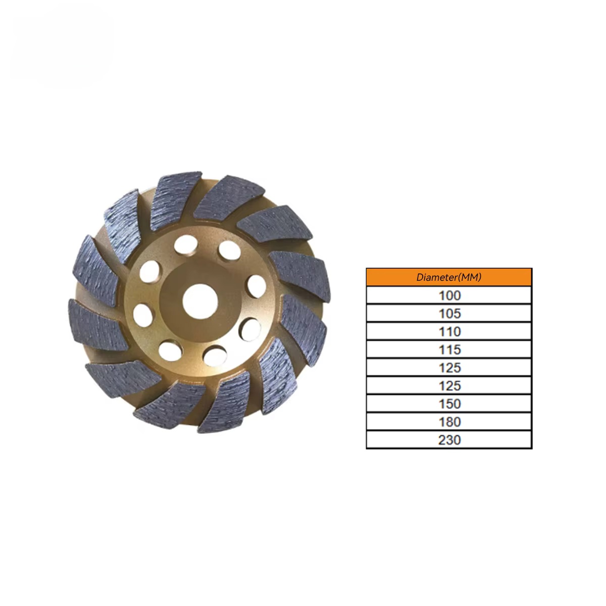 Industrial 4" (100mm) Turbo Diamond Grinding Cup Wheel for Concrete – OEM Detail 1