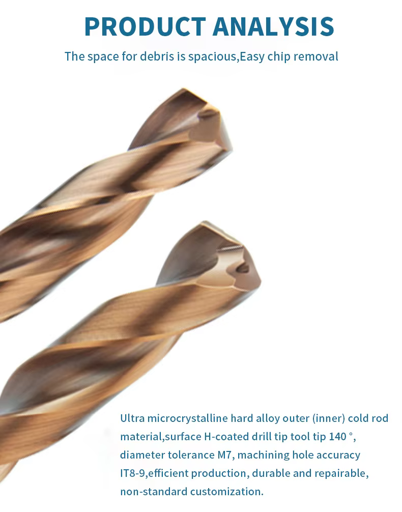 Industrial 3D/5D Solid Carbide Coolant-Through Drill Bit (HRC60, 140° Point) Detail 3