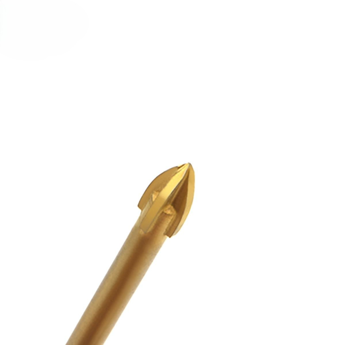 Tungsten Carbide Cross Tip Spade Drill Bit for Drilling Glass 1/4" Hex Shank Titanium Coating Glass and Tile Drill Bit Detail 2