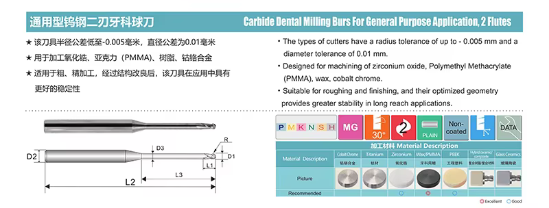 Premium Solid Carbide Dental Milling Bur for CAD/CAM Zirconia – OEM Detail 1
