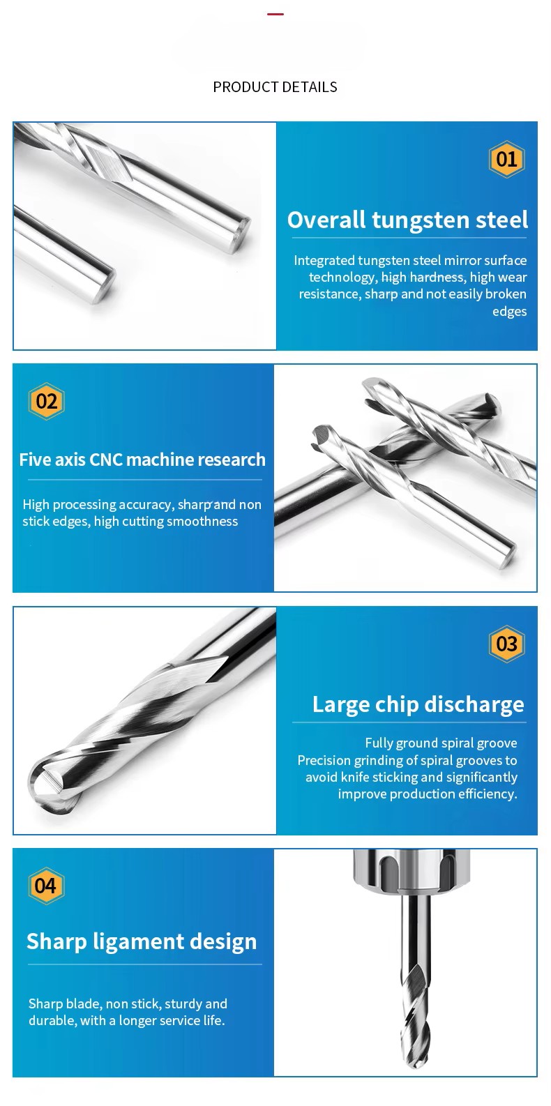 Industrial 2-Flute Solid Carbide Ball Nose Router Bit (3.175mm Shank) – OEM Detail 4