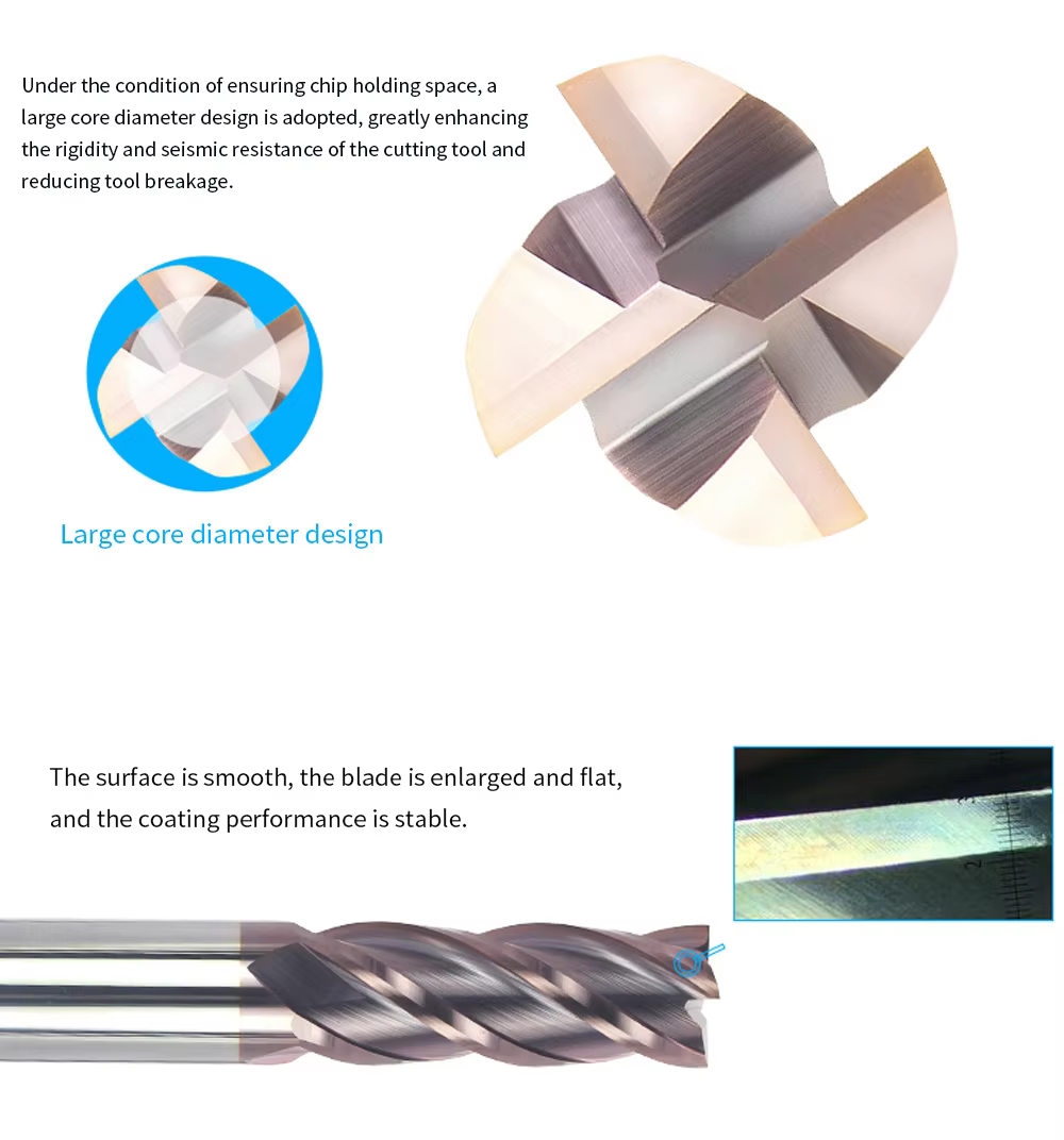 Industrial HRC55 Solid Carbide Flat End Mill (4-Flute, Nano Coated) – OEM Sizes Detail 5