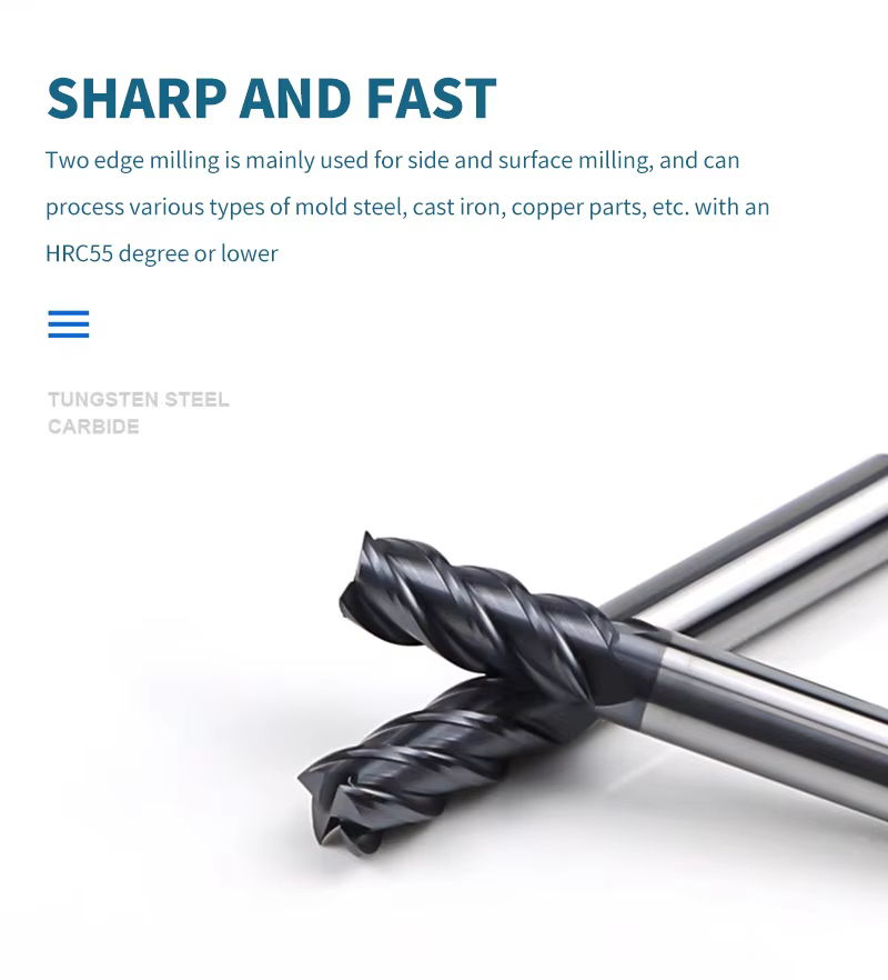 Industrial HRC55 Solid Carbide Flat End Mill (TIALXN Coated) – OEM Sizes Detail 1