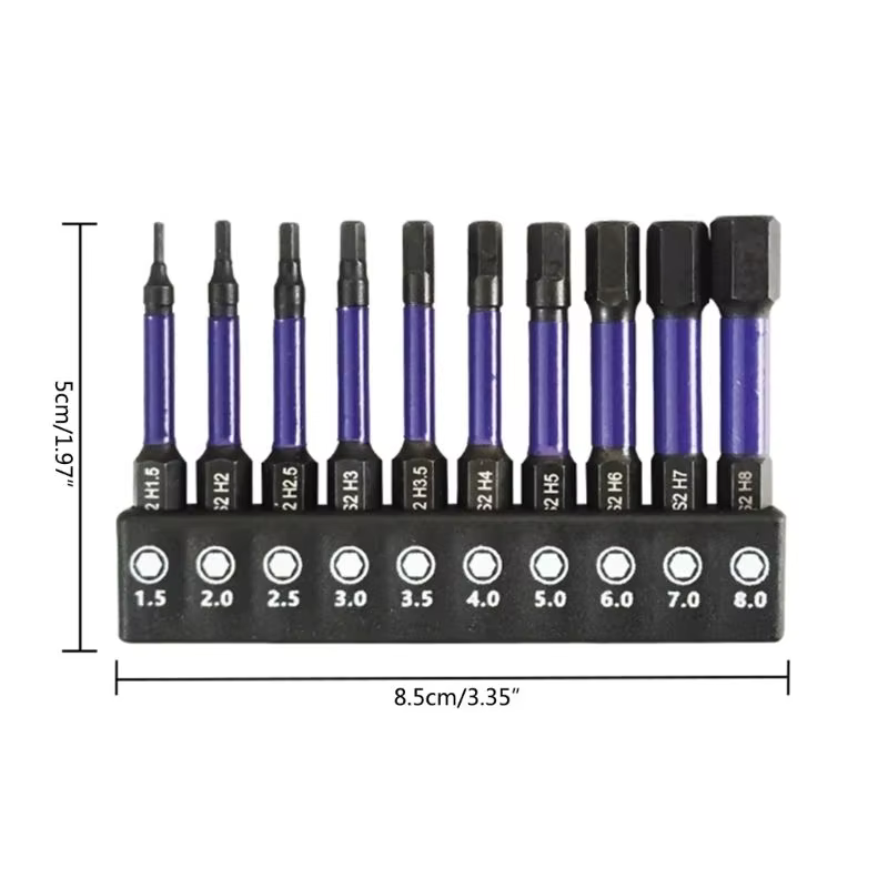 Industrial 10-Piece Impact-Rated Metric Hex Power Bit Set (H1.5-H8) – OEM Detail 2