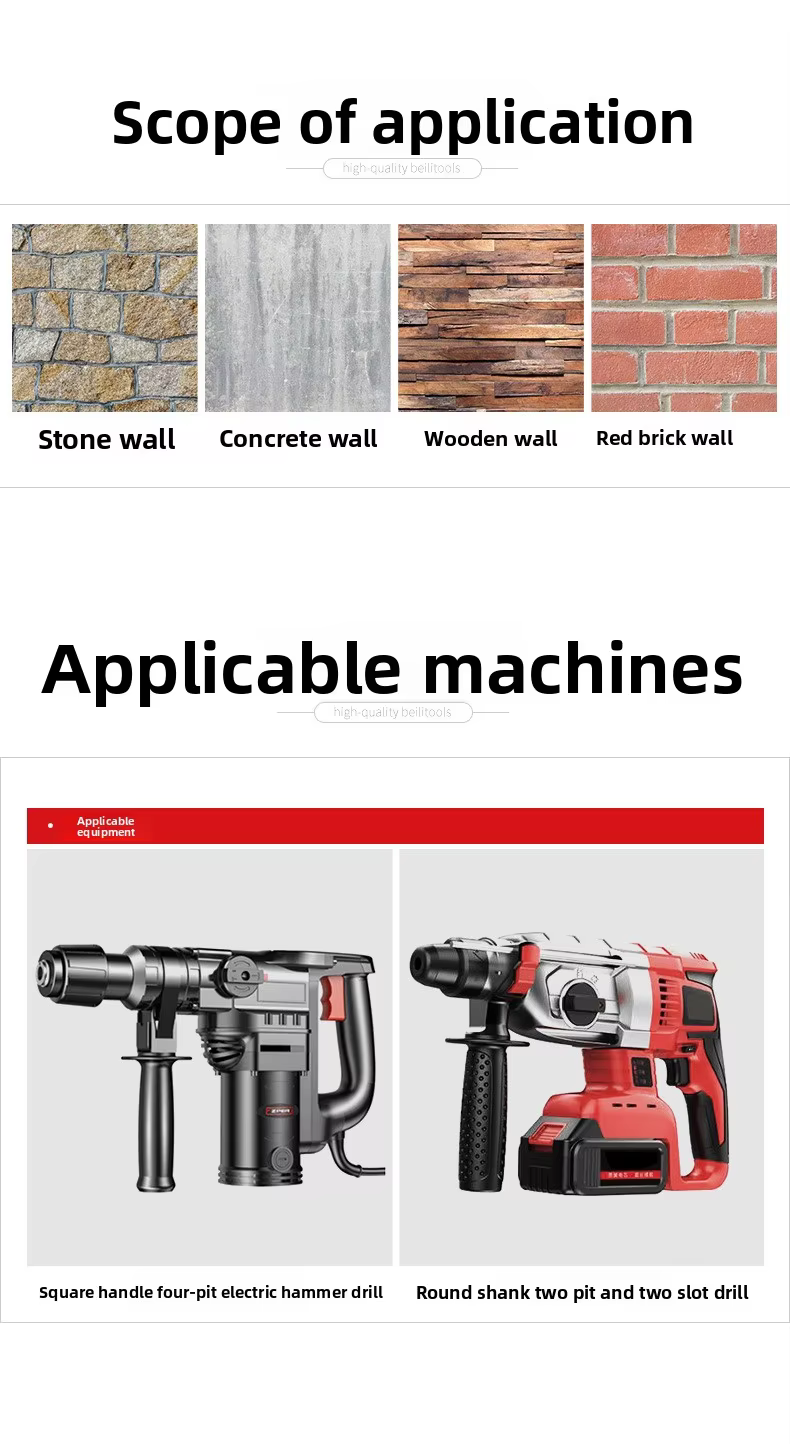 SDS Max Cross Tip Electric Hammer Drill Bit Sand Blast Long Life Make Hole Fully Ground HRC48-50 S4 Flute Detail 6