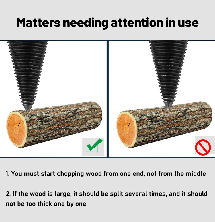 Round/Square/Hexagonal Shank Firewood Drill Bit Splitter Wood Split Cone Drill Bit for Tree Cutting Detail 2